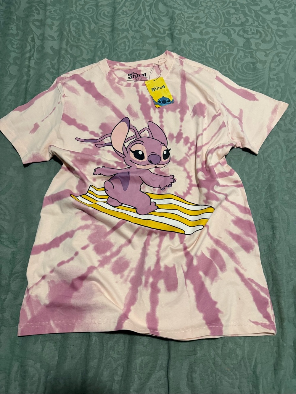 Stitch Pink Tie-Dye Surf Graphic Tee